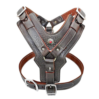 Vest For Dog Training - Genuine Leather Harness with Quick Control Handle for Large Dogs like Labrador and Pitbulls
