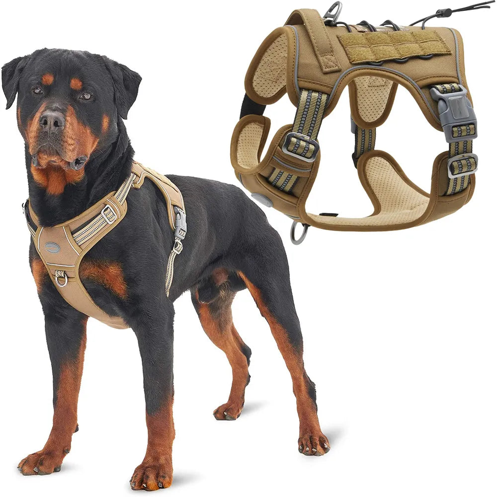 Vest For Dog Training - Tactical No Pull Adjustable Harness and Leash Set for Small and Large Dogs - Reflective K9 Working Training Gear
