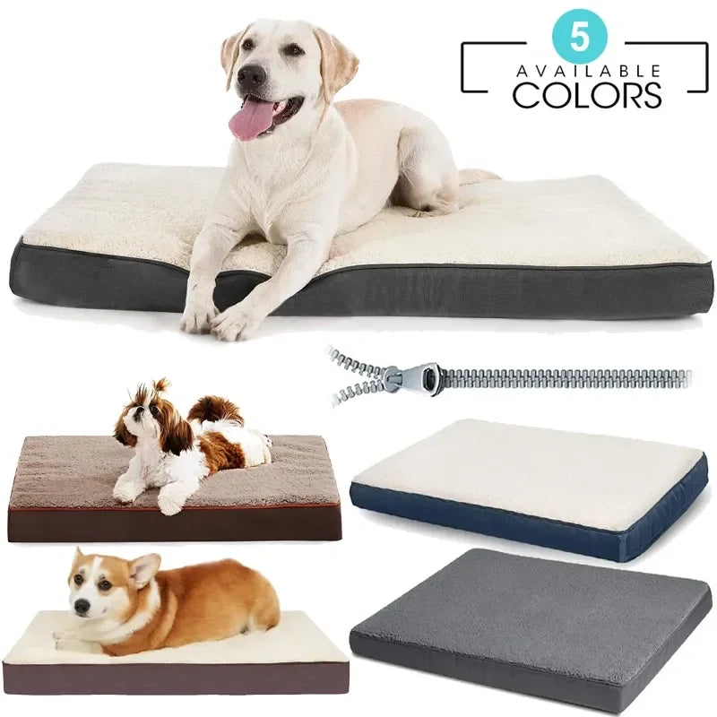 Plush Memory Foam Dog Bed for Large Dogs - Big Pet Bed with Removable and Washable Dog Mattress - Nonslip Egg Kennel Pad and Cat Sofa
