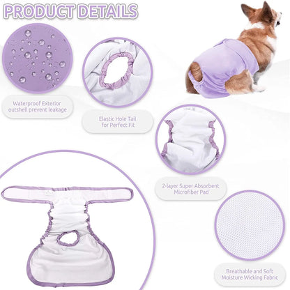 Adjustable Reusable Female Dog Diapers - High Absorbent Pet Panties for Small, Medium, and Large Dogs dog menstrual diapers