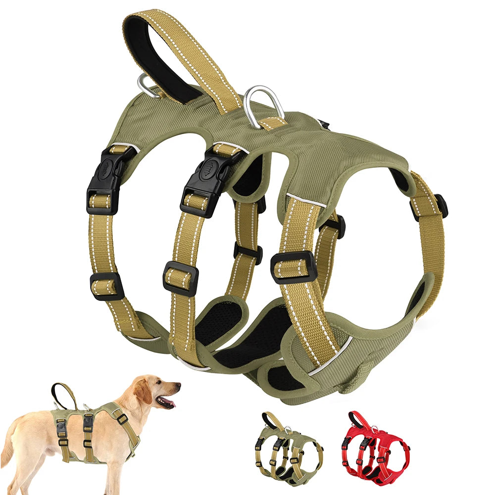 Reflective Padded Waterproof Nylon Dog Harness with Safe Buckle for Pitbulls lab dog vest