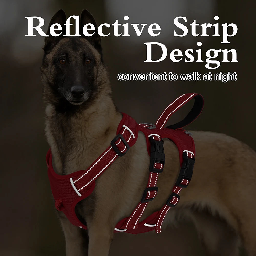 Reflective Padded Waterproof Nylon Dog Harness with Safe Buckle for Pitbulls lab dog vest