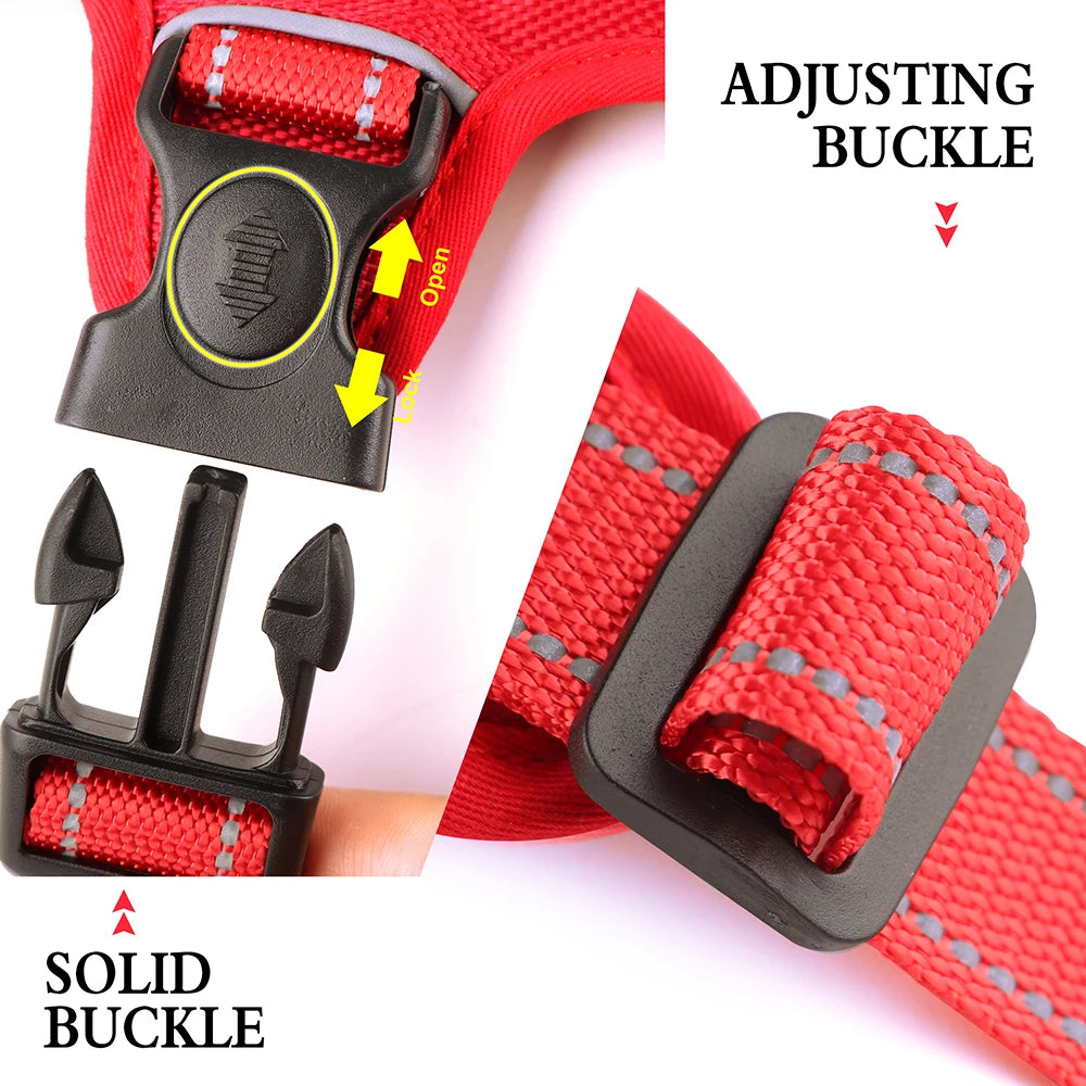 Reflective Padded Waterproof Nylon Dog Harness with Safe Buckle for Pitbulls lab dog vest