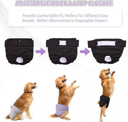 Adjustable Reusable Female Dog Diapers - High Absorbent Pet Panties for Small, Medium, and Large Dogs dog menstrual diapers