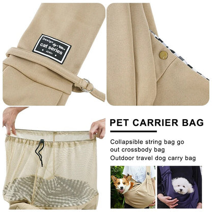 Cat Sling - Portable Pet Carrier Bag for Outdoor Travel, Comfortable Cotton Tote, Suitable for Cats and Puppies, Pet Carrying Supplies Included