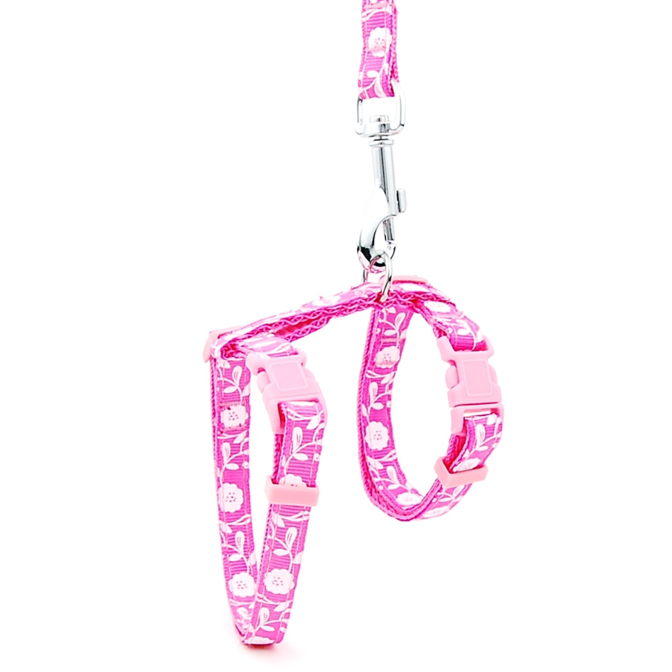 pink cat harness and leash