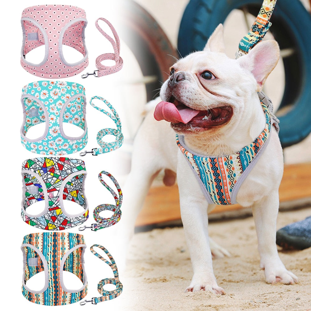 Reflective Soft Mesh dog harness vest For French Bulldog chihuahua Boxer Bull Terrier Poodle  Blue Pink Orange