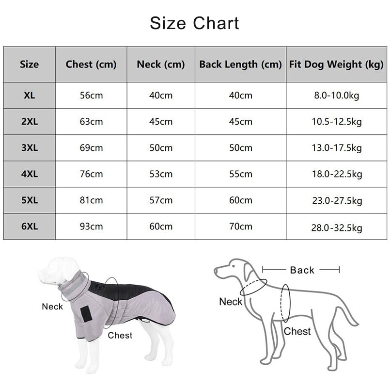 Winter Coat For Large Dogs Jacket Vest With High Collar