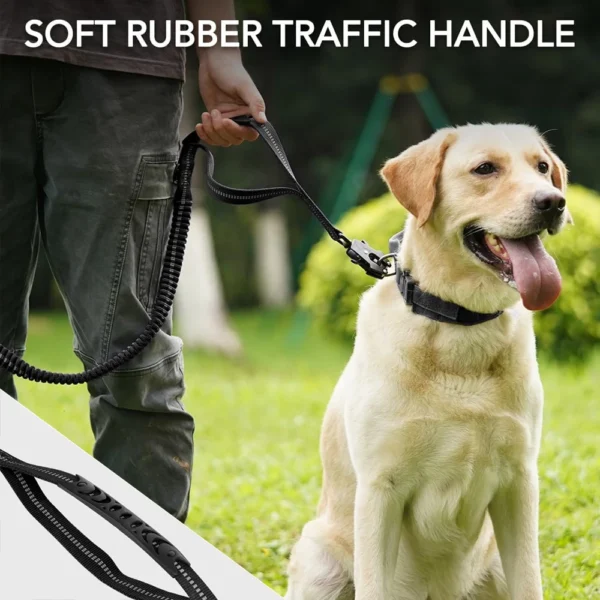 Reflective Tactical Bungee Dog Leash - Shock Absorbing, No-Pull Training Leash with Car Seatbelt for Medium and Large Dogs - Image 2