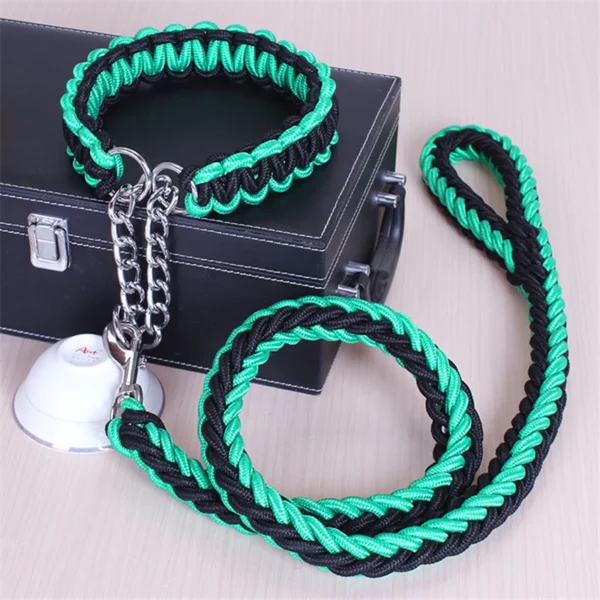 1.2M Double Strand Rope Large Dog Leashes with Metal P Chain Buckle - 17 Colors National Style Pet Traction Rope Collar Set - Image 2