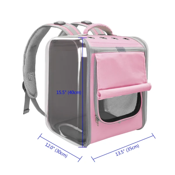 Breathable Cat Travel Backpack Pink Gray - Image 6