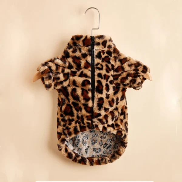 Winter Warm Pet Plush Leopard Dog Clothes For Small Dogs - Image 4