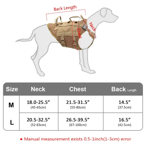 Dog Cummerbund Tactical Dog Harness Military No Pull Pet Harness Vest For Medium Large Dogs - Image 6