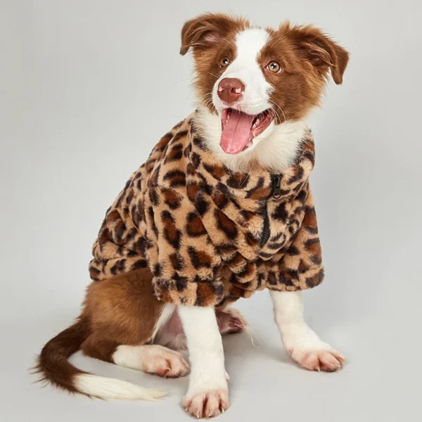 Winter Warm Pet Plush Leopard Dog Clothes For Small Dogs