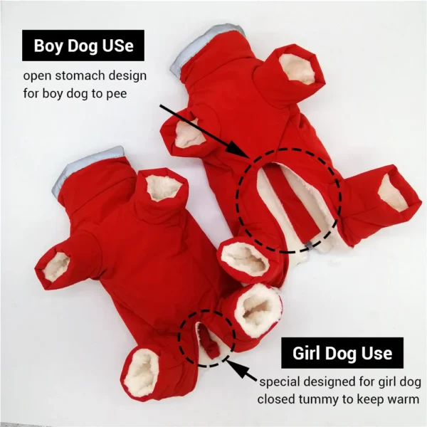 Warm Waterproof Winter Overalls for Dogs - Reflective Pet Jumpsuit Trousers for Small Dogs, Male and Female Puppies - Image 2