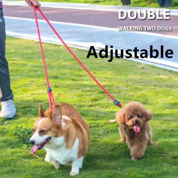 Hands-Free Reflective Dog Leash: 2.4M Adjustable Double Leash for Walking and Running - Image 3