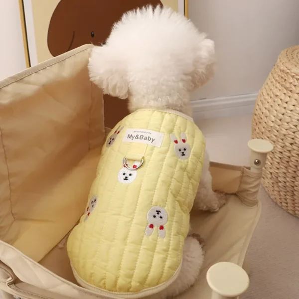 Cute Autumn Winter Vest For Dog Winter Coat White Yellow