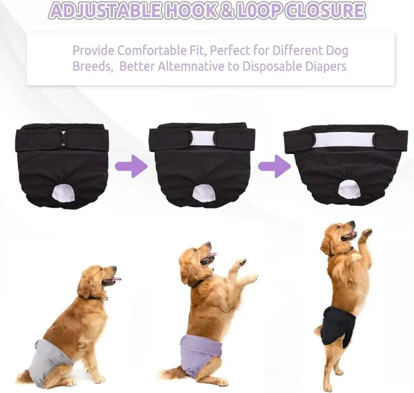 Adjustable Reusable Female Dog Diapers - High Absorbent Pet Panties for Small, Medium, and Large Dogs - Image 4