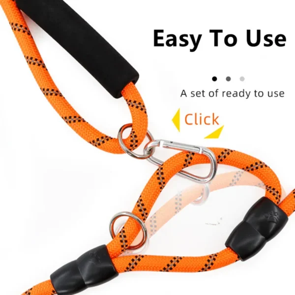 Hands-Free Reflective Dog Leash: 2.4M Adjustable Double Leash for Walking and Running - Image 4