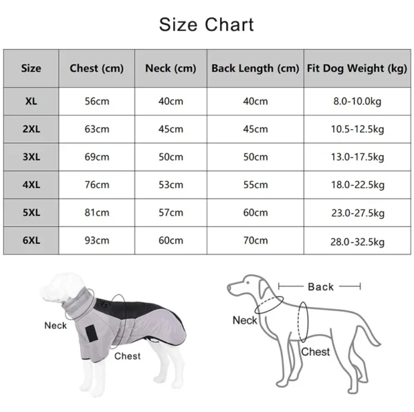 Winter Coat For Large Dogs Jacket Vest With High Collar - Image 6