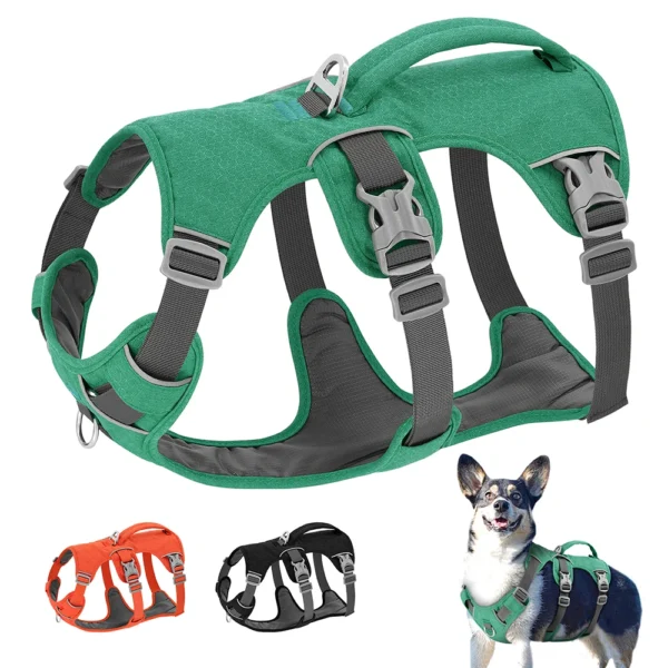 Reflective Nylon Dog Harness with Handle - Adjustable, Durable Vest for Small, Medium, and Large Dogs