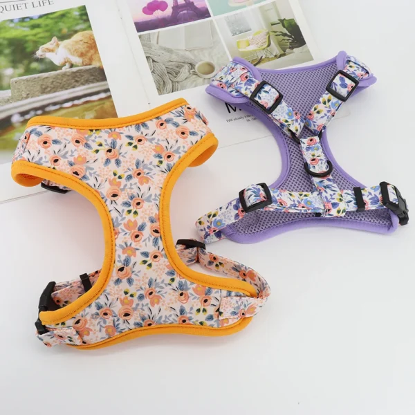 Flower Print Dogs Cat Harnesses For Chihuahua Yorkie Poodles Pitbull Bulldog Pug - Image 4