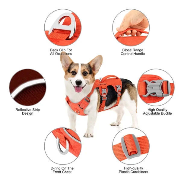 Reflective Nylon Dog Harness with Handle - Adjustable, Durable Vest for Small, Medium, and Large Dogs - Image 5