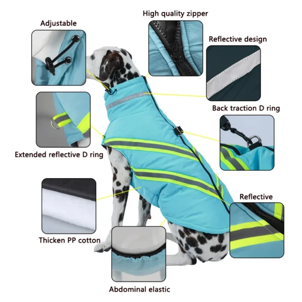 Reflective Waterproof Windproof Dog Jacket for Winter - Sizes for Small to Large Breeds (Golden Retrievers, Labradors, French Bulldogs)