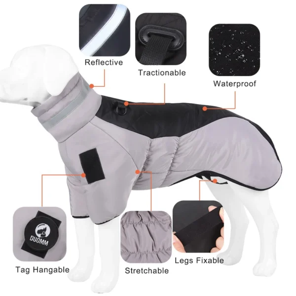 Winter Coat For Large Dogs Jacket Vest With High Collar - Image 2