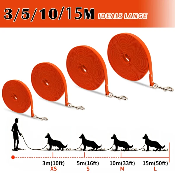 Waterproof PVC Dog Leash - Easy-to-Clean Training and Walking Lead for Small, Medium, and Large Dogs (3m, 5m, 10m, 15m) - Image 4