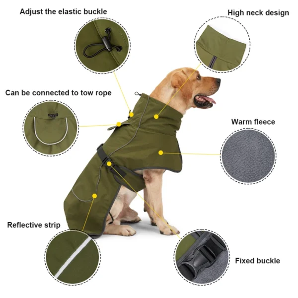 Winter Coat for Large Dogs - Waterproof Vest Jacket for Greyhounds, Dobermans & More | Warm Clothing for Medium to Large Pets - Image 2