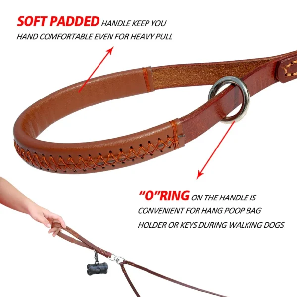 2-in-1 Dog Leash Coupler for Walking & Training Two Small to Medium Dogs – No-Tangle Leather Leads with Handle - Image 6