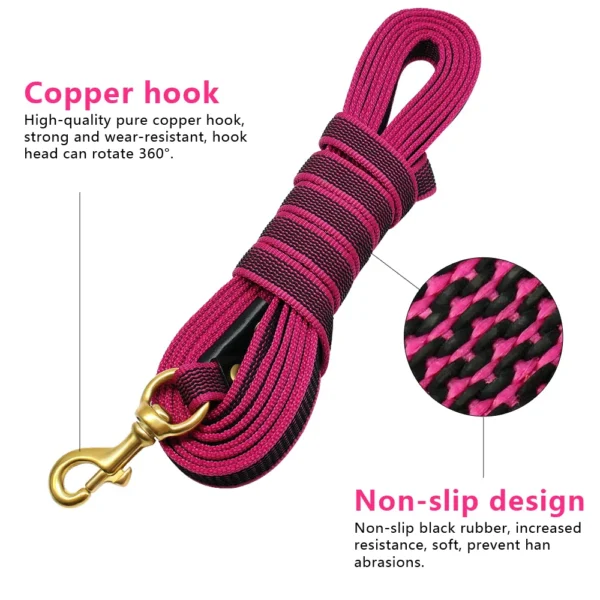 Heavy Duty Non-Slip Nylon Long Dog Tracking Leash – 2m, 3m, 5m Training Leads for Medium & Large Dogs - Image 3