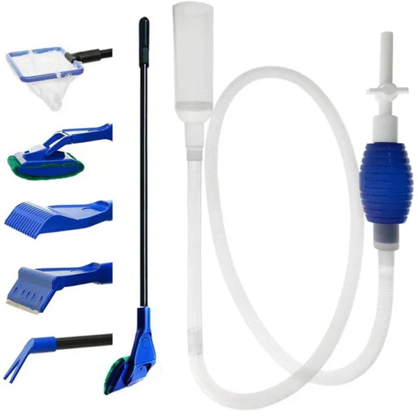 5-in-1 Aquarium Cleaning Kit: Fish Tank Algae Scrapers, Water Siphon & Sand Vacuum Cleaner Tools