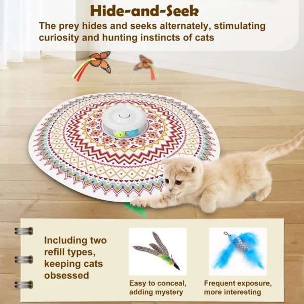 Rechargeable 4-in-1 Interactive Cat Toy Set – Automatic Wand with Fluttering Butterfly & Chasing Feather for Kittens - Image 3