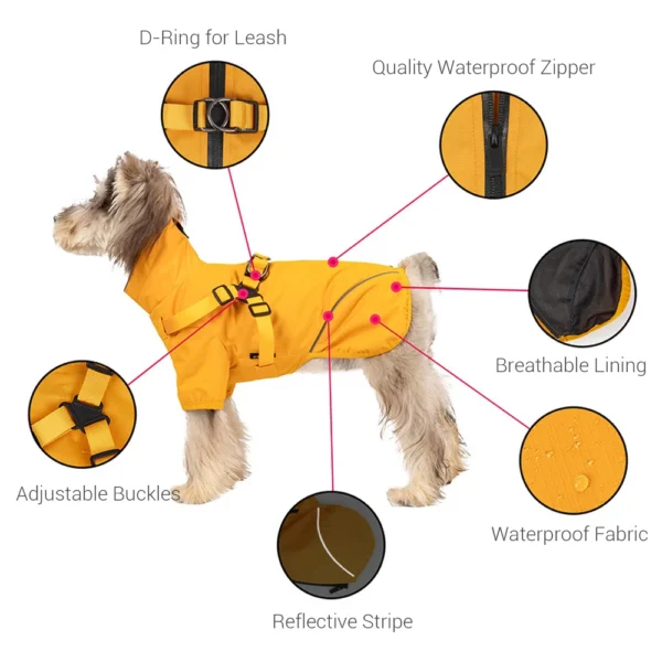 Waterproof Dog Rain Jacket with Reflective Harness for Small Dogs – Ideal Outdoor Raincoat for Camping and Jungle Adventures - Image 3