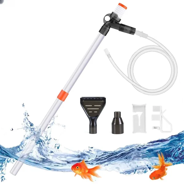 Adjustable Aquarium Gravel Cleaner Kit with Press-Type Siphon Pump, Glass Scraper, and Water Flow Control for Fish Tank Sand Cleaning - Image 2