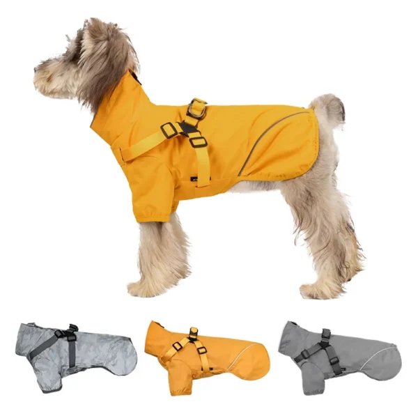 Waterproof Dog Rain Jacket with Reflective Harness for Small Dogs – Ideal Outdoor Raincoat for Camping and Jungle Adventures