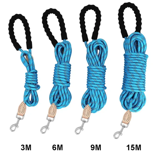 Durable Nylon Reflective Dog Leash with Handle – 3M to 15M Lead Rope for Small & Large Dogs, Ideal for Pugs – Blue - Image 6