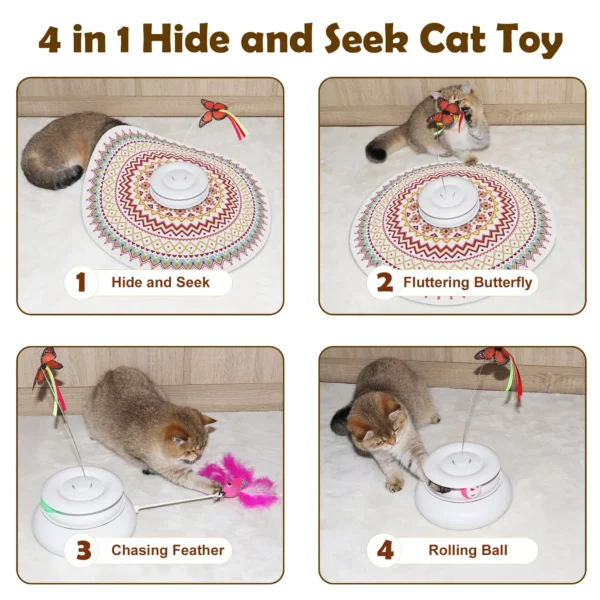 Rechargeable 4-in-1 Interactive Cat Toy Set – Automatic Wand with Fluttering Butterfly & Chasing Feather for Kittens - Image 2