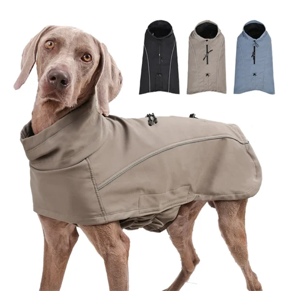 Waterproof Dog Jacket for Large Breeds with Fleece Lining & Reflective Safety Features - Outdoor Soft Shell Coat for Pets