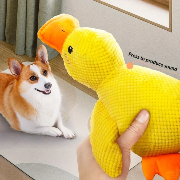 Durable Duck-Shaped Squeaky Plush Dog Toy – Interactive Chew Toy for Teeth Cleaning and Playtime Fun - Image 3