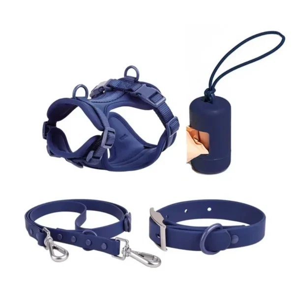 4-Piece Dog Walking Set: Anti-Bite Chest Harness, Traction Rope, Collar & Waste Bags Box - Image 2