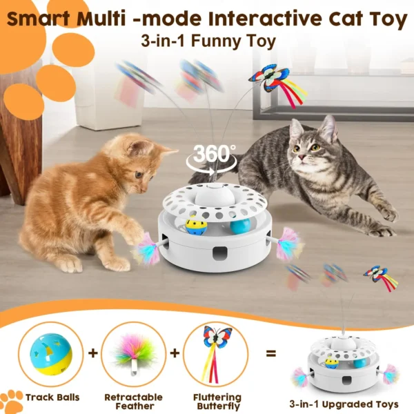 3-in-1 Electric Interactive Butterfly Cat Toy – Automatic Puzzle Balls Track for Indoor Cats - Image 2