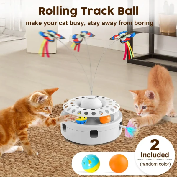 3-in-1 Electric Interactive Butterfly Cat Toy – Automatic Puzzle Balls Track for Indoor Cats - Image 5