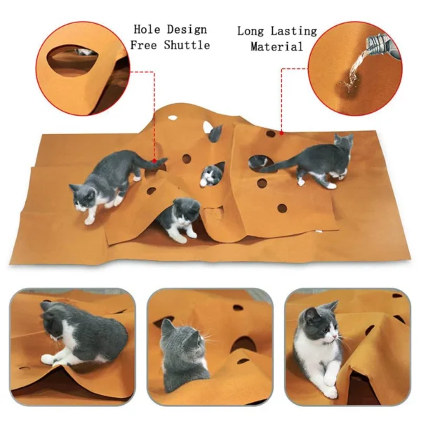 Cat Tunnel Agility Training Set – Interactive Maze Toys & Felt Cushion for Kittens | Indoor Play & Bite Pad Pet Supplies - Image 3