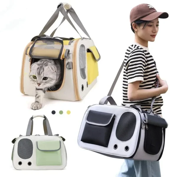 Portable Foldable Dog & Cat Carrier Bag – Shoulder & Handbag Transport for Small Pets – Outdoor Pet Travel Supplies