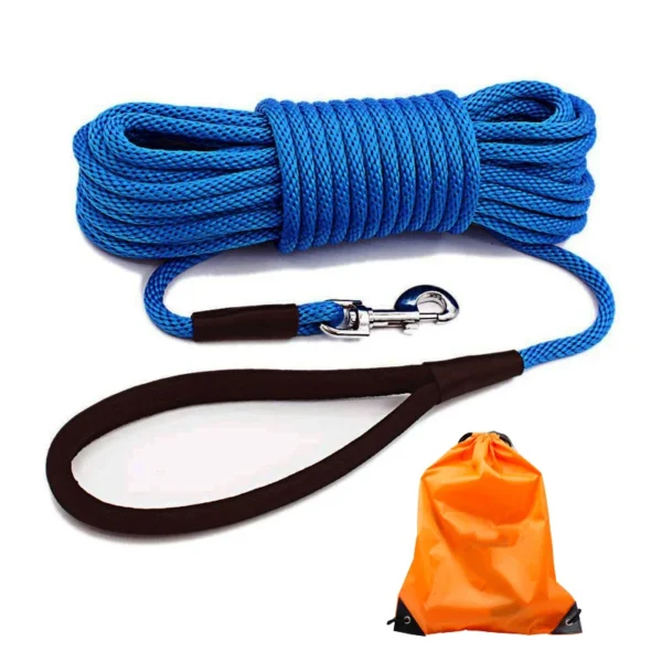 Heavy-Duty Nylon Dog Leash for Medium & Large Breeds – 15/30/50 FT Outdoor Training Lead with Collar