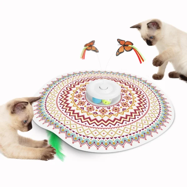 Rechargeable 4-in-1 Interactive Cat Toy Set – Automatic Wand with Fluttering Butterfly & Chasing Feather for Kittens