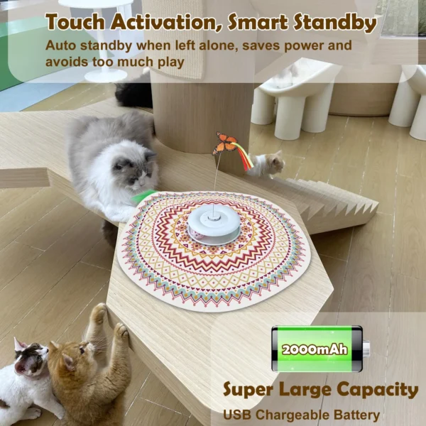 Rechargeable 4-in-1 Interactive Cat Toy Set – Automatic Wand with Fluttering Butterfly & Chasing Feather for Kittens - Image 6